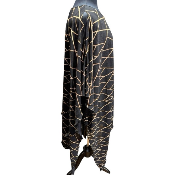 Kokomo Unlimited Black Gold Tunic Top Size Small Oversized Layered Kimono Style - Picture 3 of 8